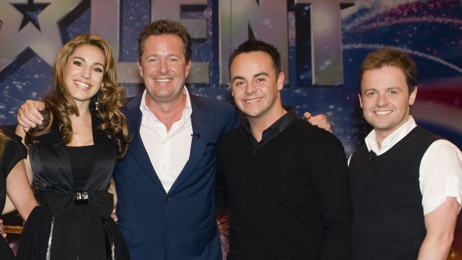 Kelly Brook, Piers Morgan, Amanda Holden, Simon Cowell and hosts Ant and Dec on Britain's Got Talent in 2009
