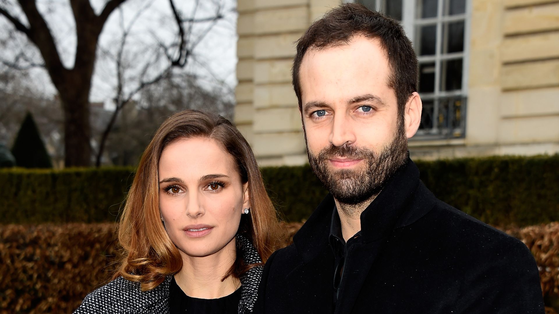 Actress Natalie Portman and her husband Benjamin Millepied attend the Christian Dior show as part of Paris Fashion Week Haute Couture Spring/Summer 2015 on January 26, 2015 in Paris, France