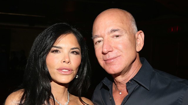 Lauren Sanchez and Jeff Bezos attend the opening night of "Sunset BLVD" at St James Theater on October 20, 2024 in New York City.