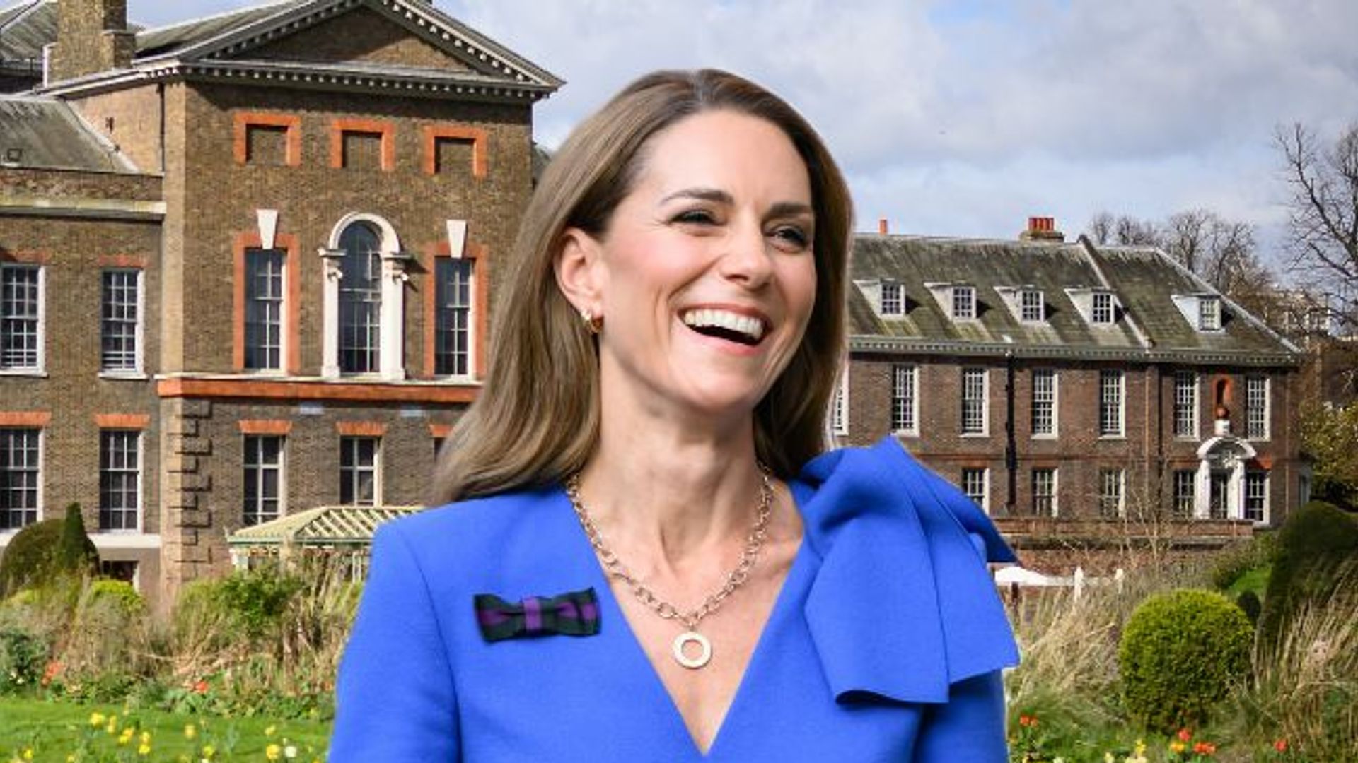 princess kate with kensington palace backdrop 