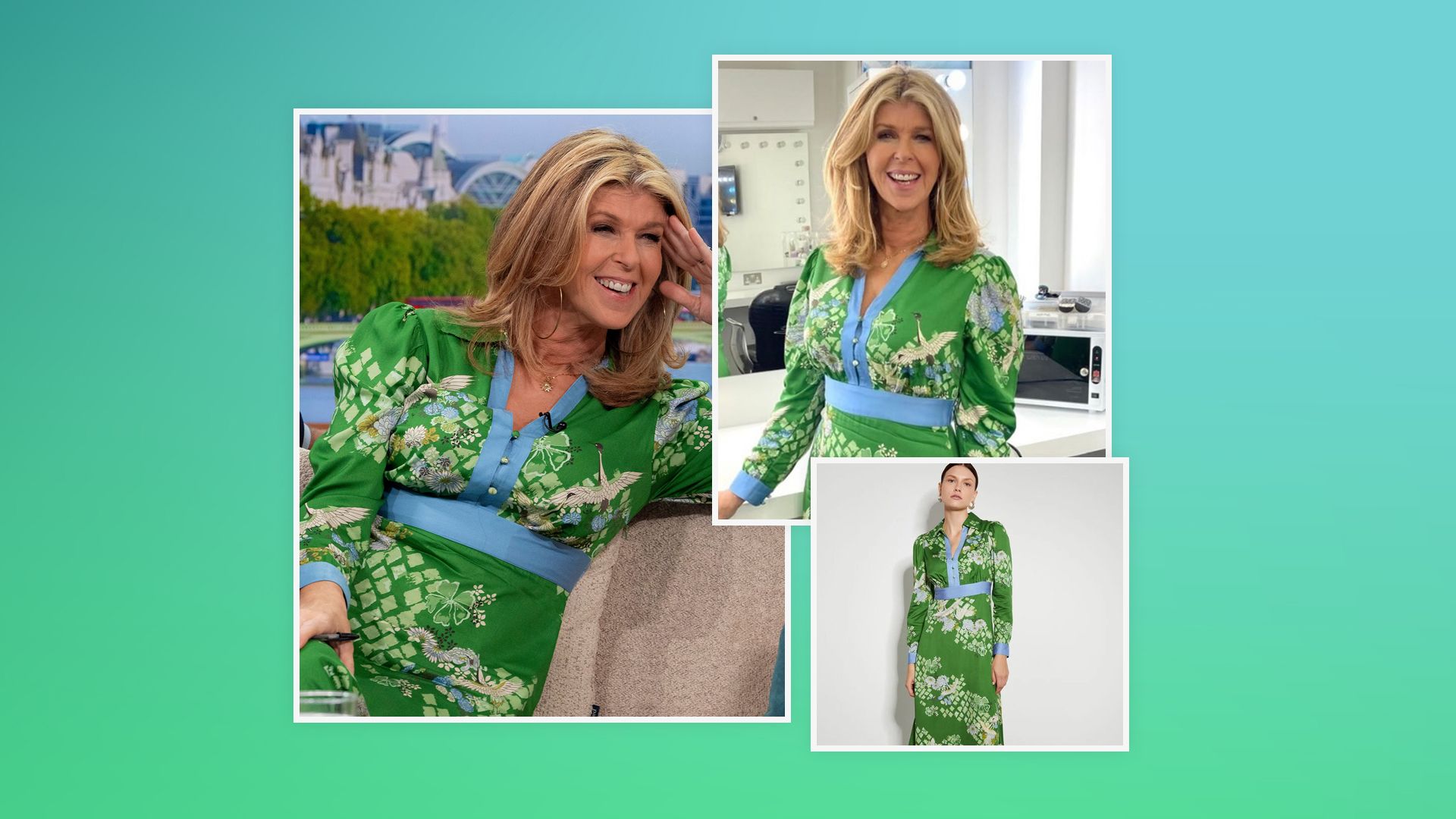 split image kate garraway green monsoon dress 