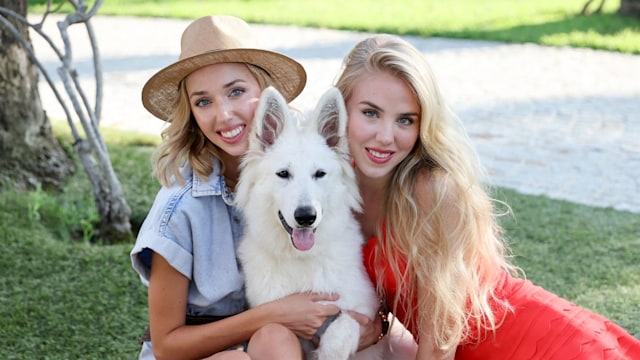 Princesses Maria Chiara and Maria Carolina with a friend's rescue dog from Ukraine