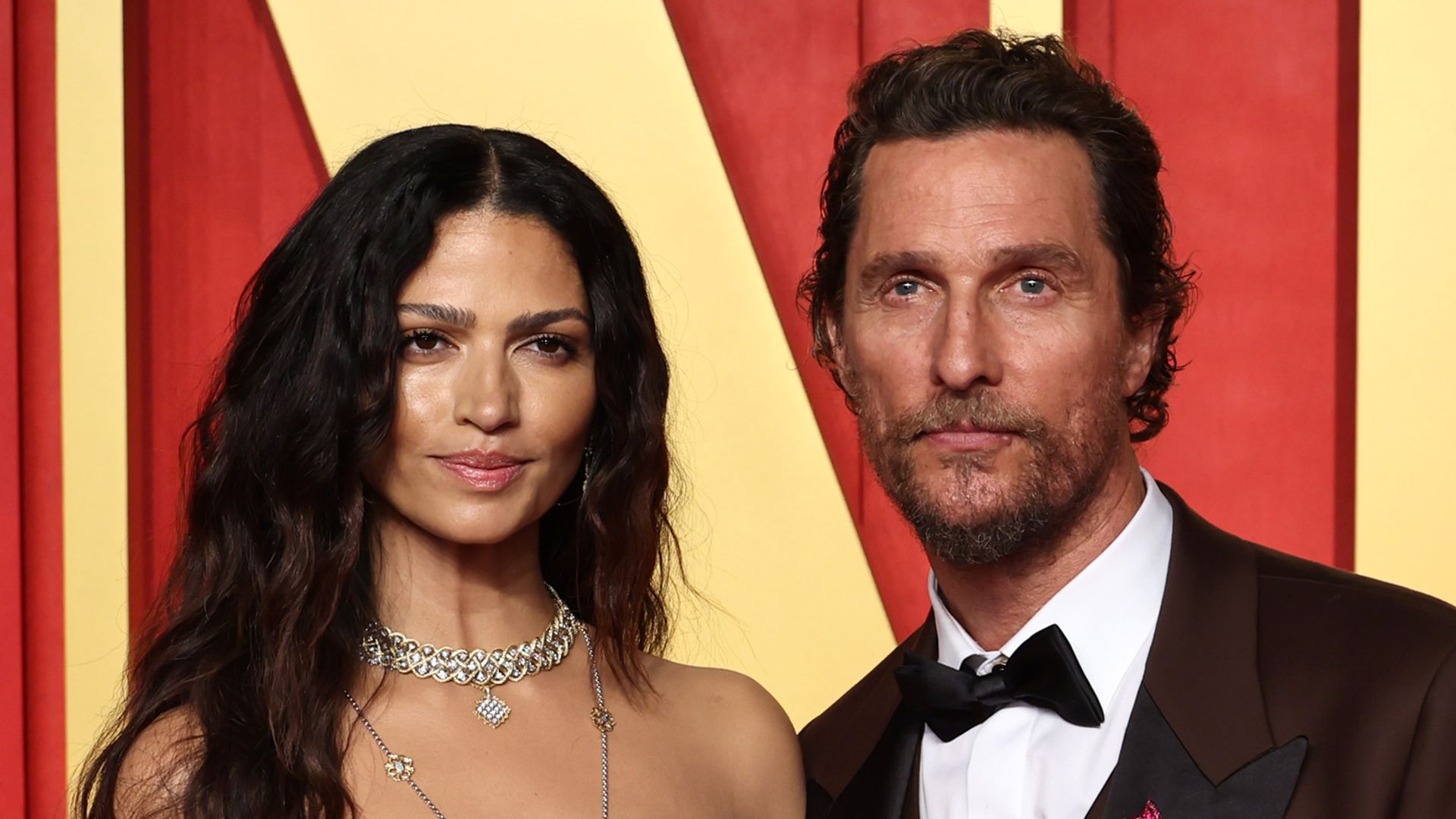 Camila Alves and Matthew McConaughey attend the 2024 Vanity Fair Oscar Party Hosted By Radhika Jones at Wallis Annenberg Center for the Performing Arts on March 10, 2024 in Beverly Hills, California.