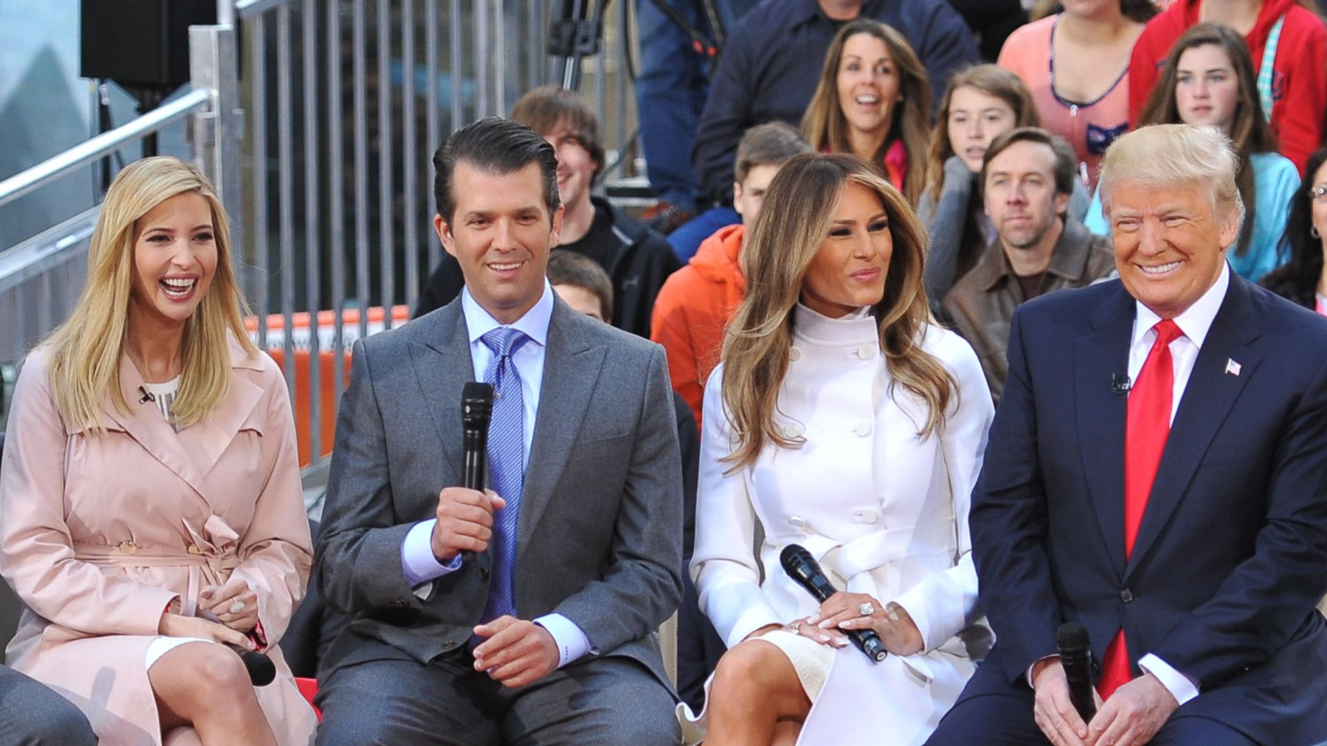 photo of donald trump with chidren on stage