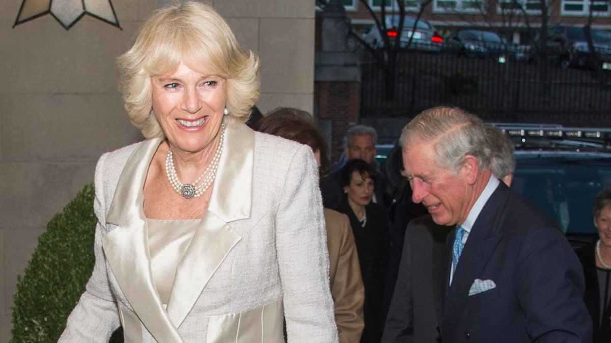 Duchess Camilla travels in serious style in diamonds, pearls and Chanel ...