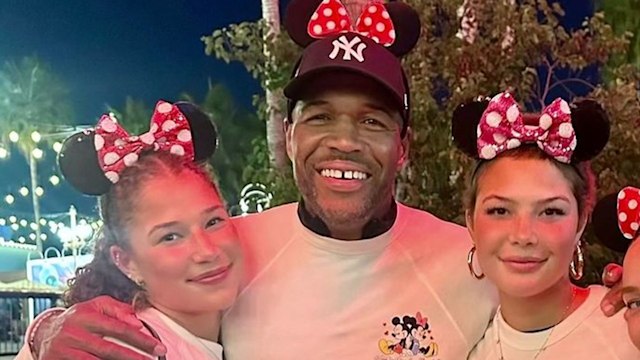 Michael Strahan visits Disney Land with his girlfriend Kayla Quick and his twin daughters Isabella and Sophia on their birthday, shared on Instagram
