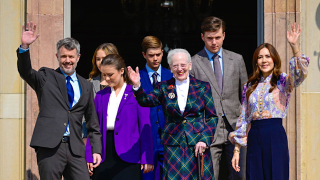 Danish royals wave from palace