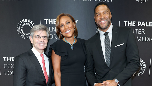Robin with her GMA co-hosts George Stephanopoulos and Michael Strahan 