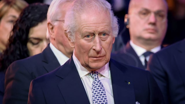 King Charles III of Great Britain attends the commemoration ceremony of the 80th anniversary of the liberation of Auschwitz