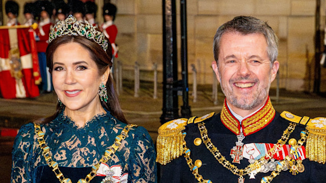 danish royal couple arriving at new year gala 