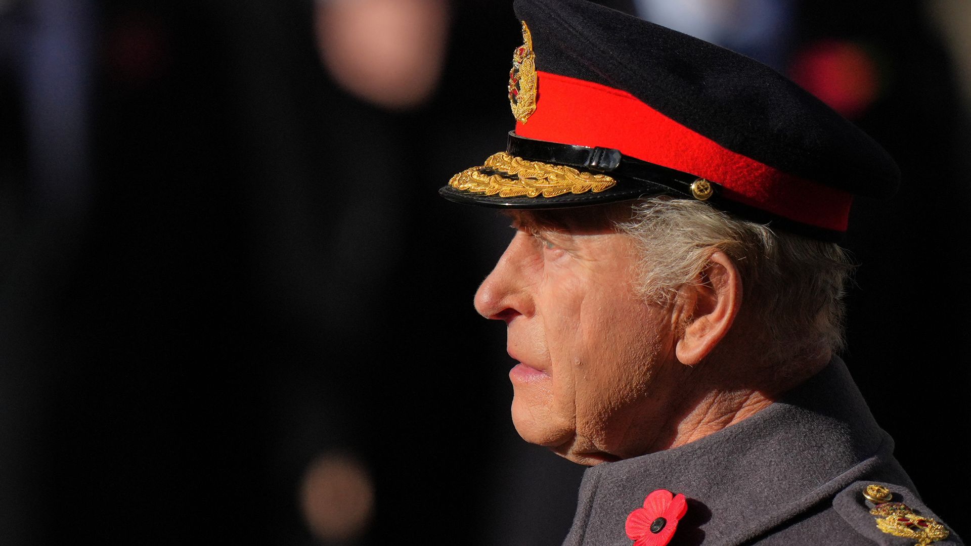 Britain's King Charles III attends the Remembrance Sunday ceremony at the Cenotaph on Whitehall in central London on November 9, 2025.