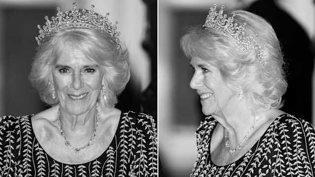 Queen Camilla wears the Girls of Great Britain and Ireland tiara