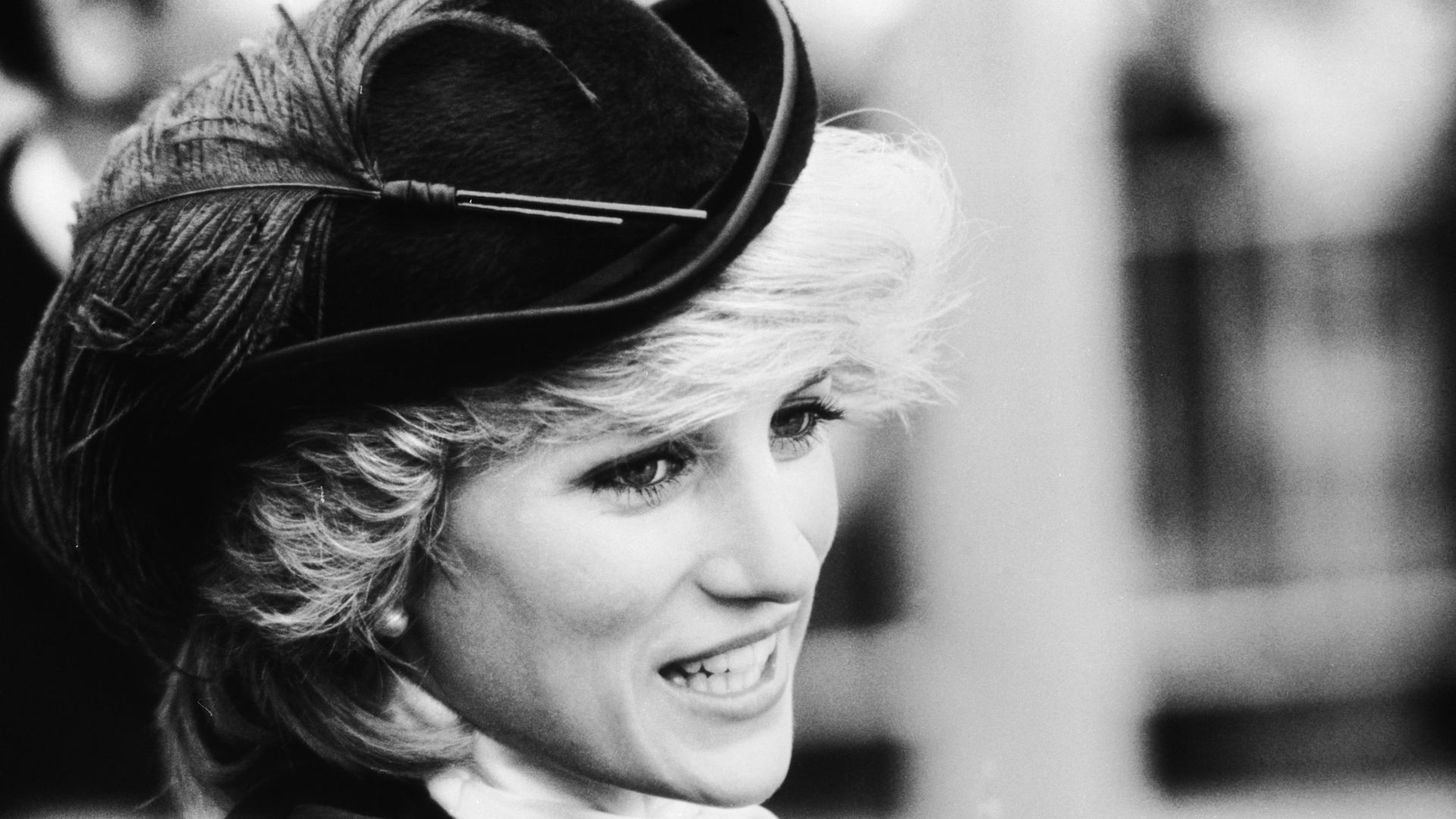 Princess Diana  in black and white