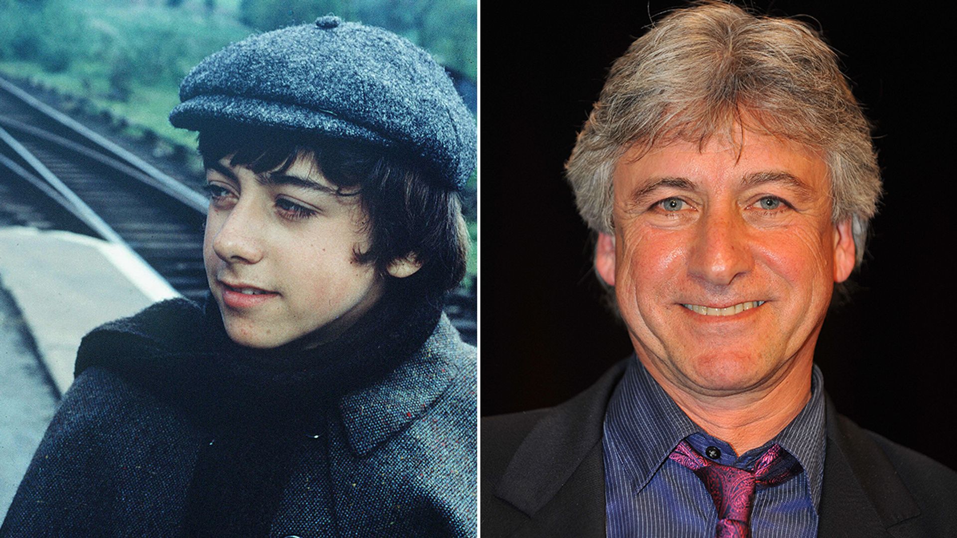 Split image of Gary Warren from The Railway Children and a 2014 appearance