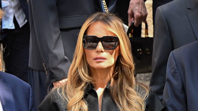 Former U.S. First Lady Melania Trump seen at the funeral of Ivana Trump on July 20, 2022