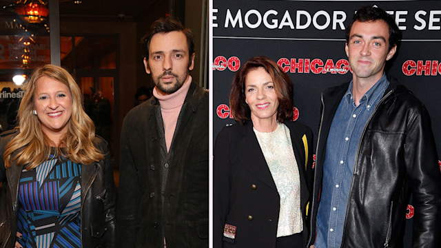 Lindsey Ferrentino and Ralf Little, Élizabeth Bourgine and son Jules split image