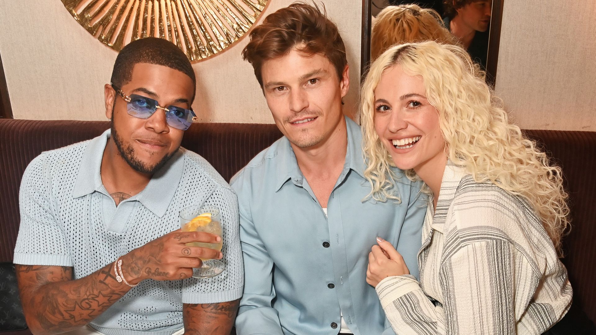 Chipmunk, Oliver Cheshire and Pixie Lott attend the Che summer dinner at Sale e Pepe on April 28, 2025 in London, England. (Photo by Dave Benett/Getty Images for Che)