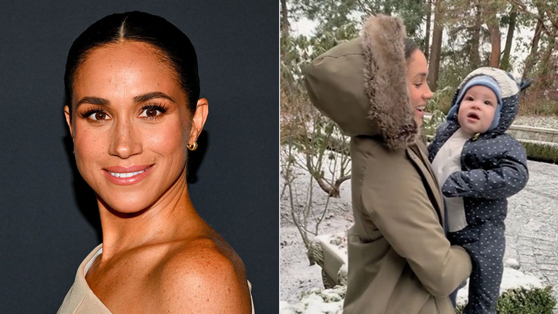 Meghan Markle with son Prince Archie in the snow