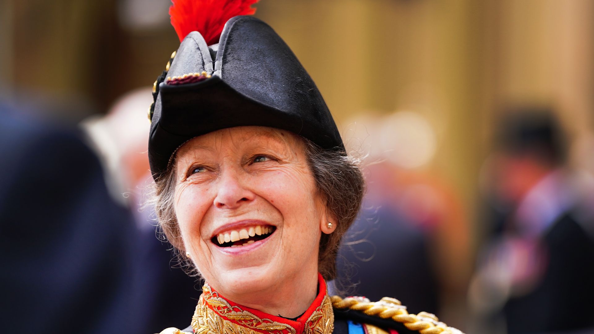 Close-up of the Princess Royal smiling at military ceremony