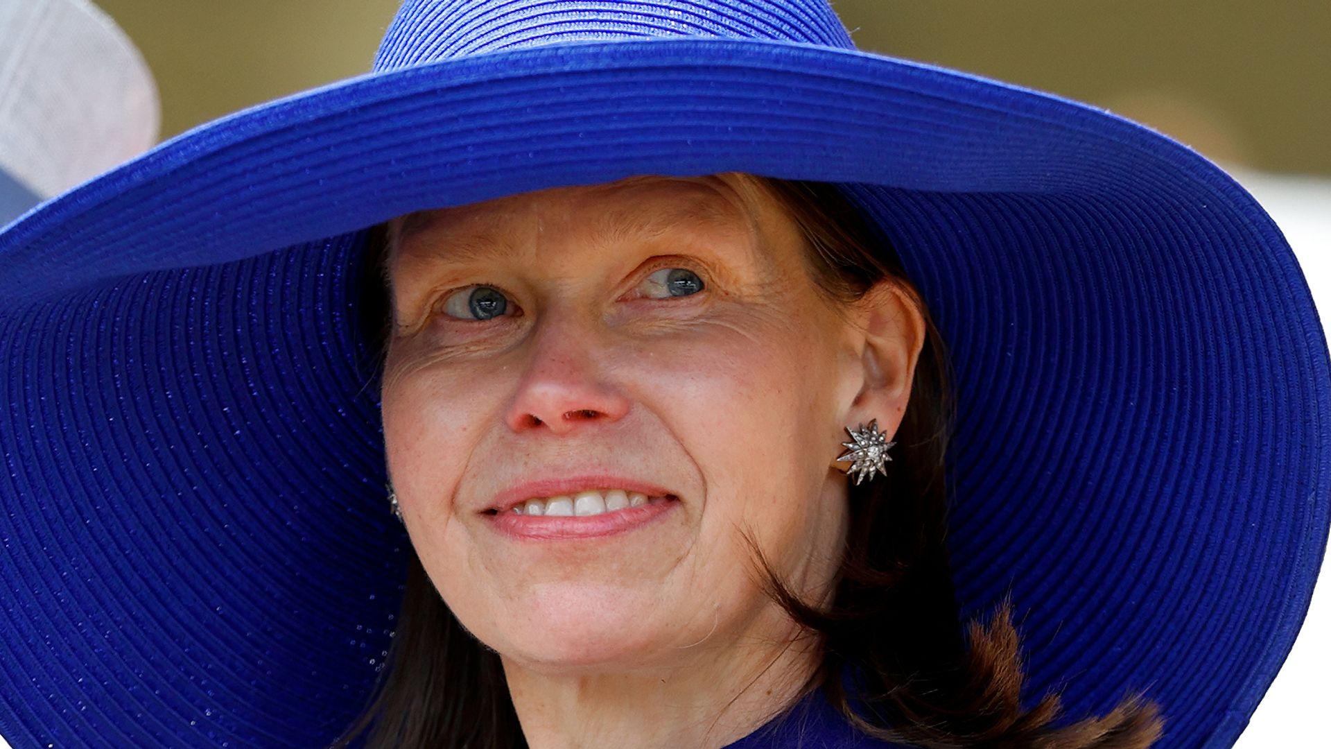 lady sarah chatto in blue dress and hat
