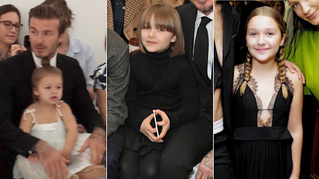 Harper Beckham at Victoria's fashion shows through the years