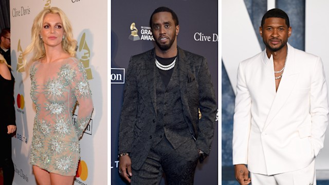 Britney Spears Usher Diddy split image