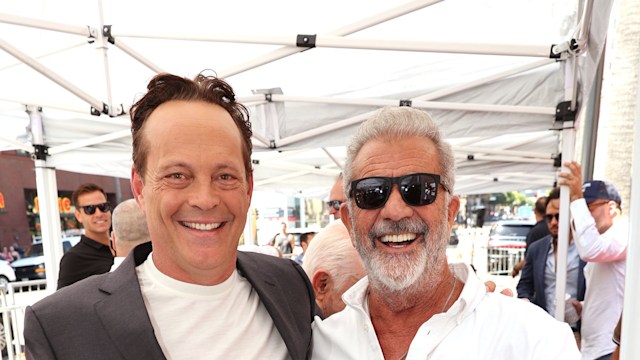 Vince Vaughn (L) and Mel Gibson attend Vince Vaughn's Hollywood Walk of Fame Star ceremony