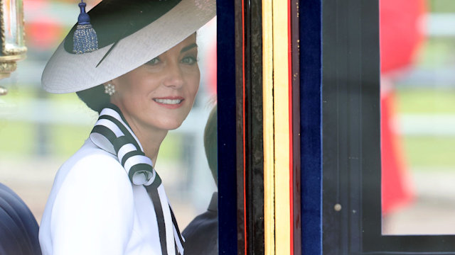 Catherine, Princess of Wales during Trooping the Colour at Buckingham Palace on June 15, 2024 