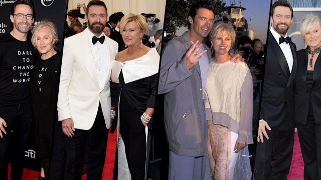 Hugh Jackman and Deborra-Lee Furness wearing matching outfits