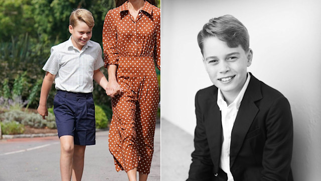 Prince George on his first day at Lambrook School and on his 11th birthday