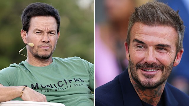 Split image of Mark Wahlberg and David Beckham