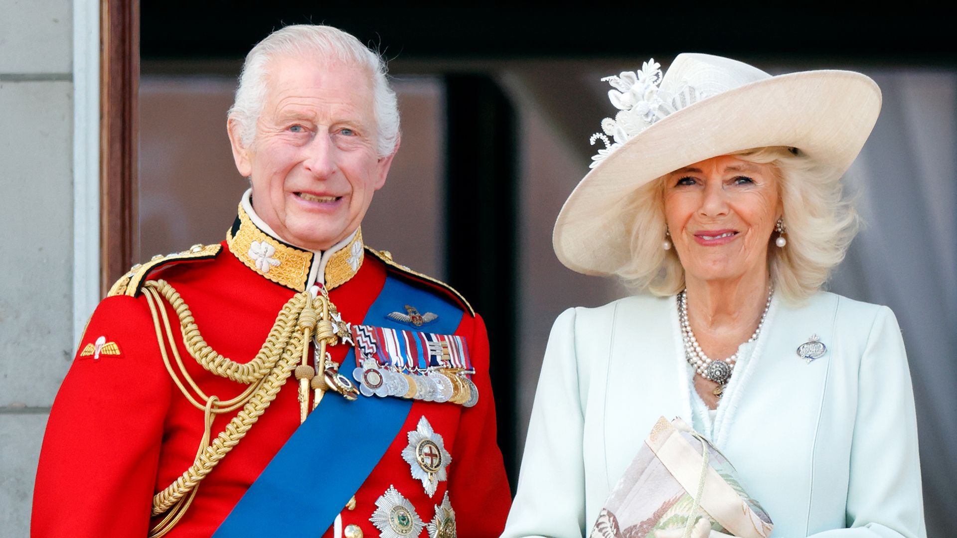 King Charles and Queen Camilla on balcony at Trooping The Colour 2024