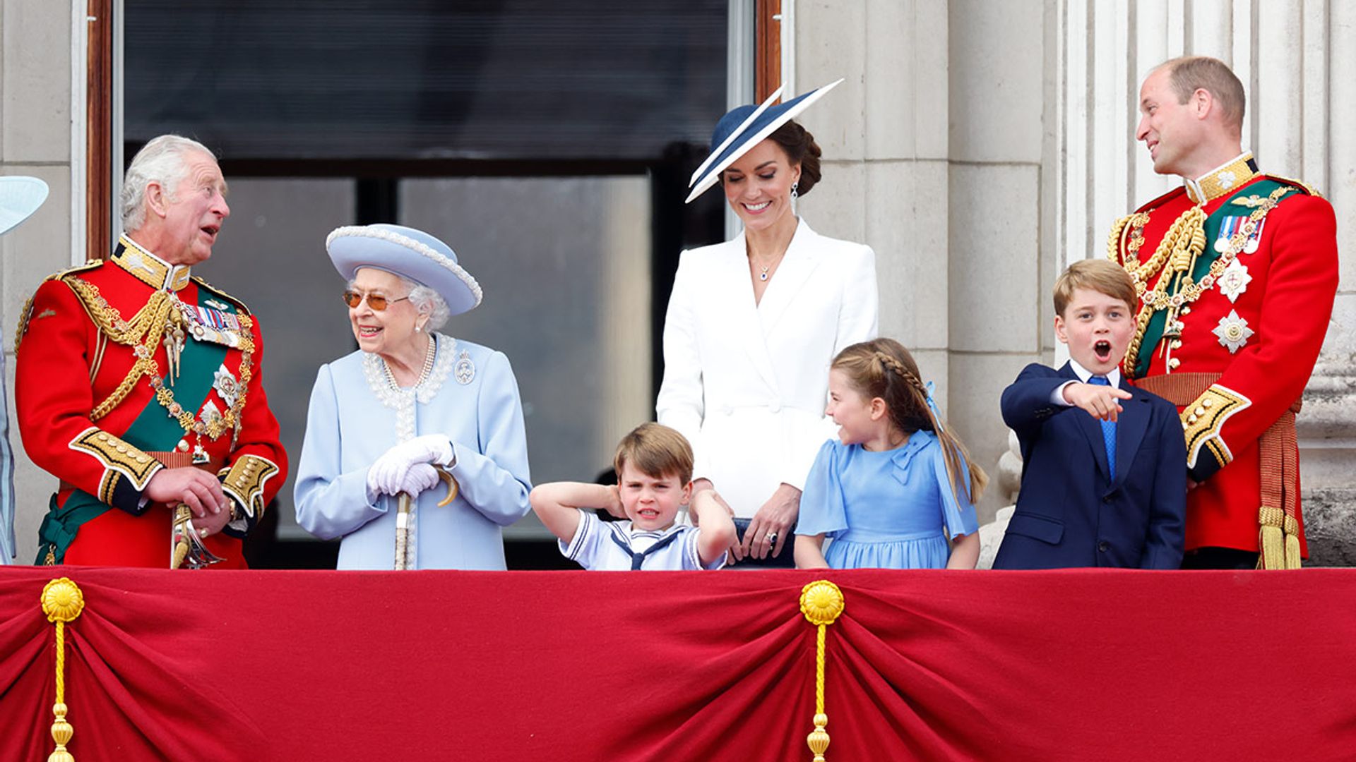 cambridges with the queen trooping