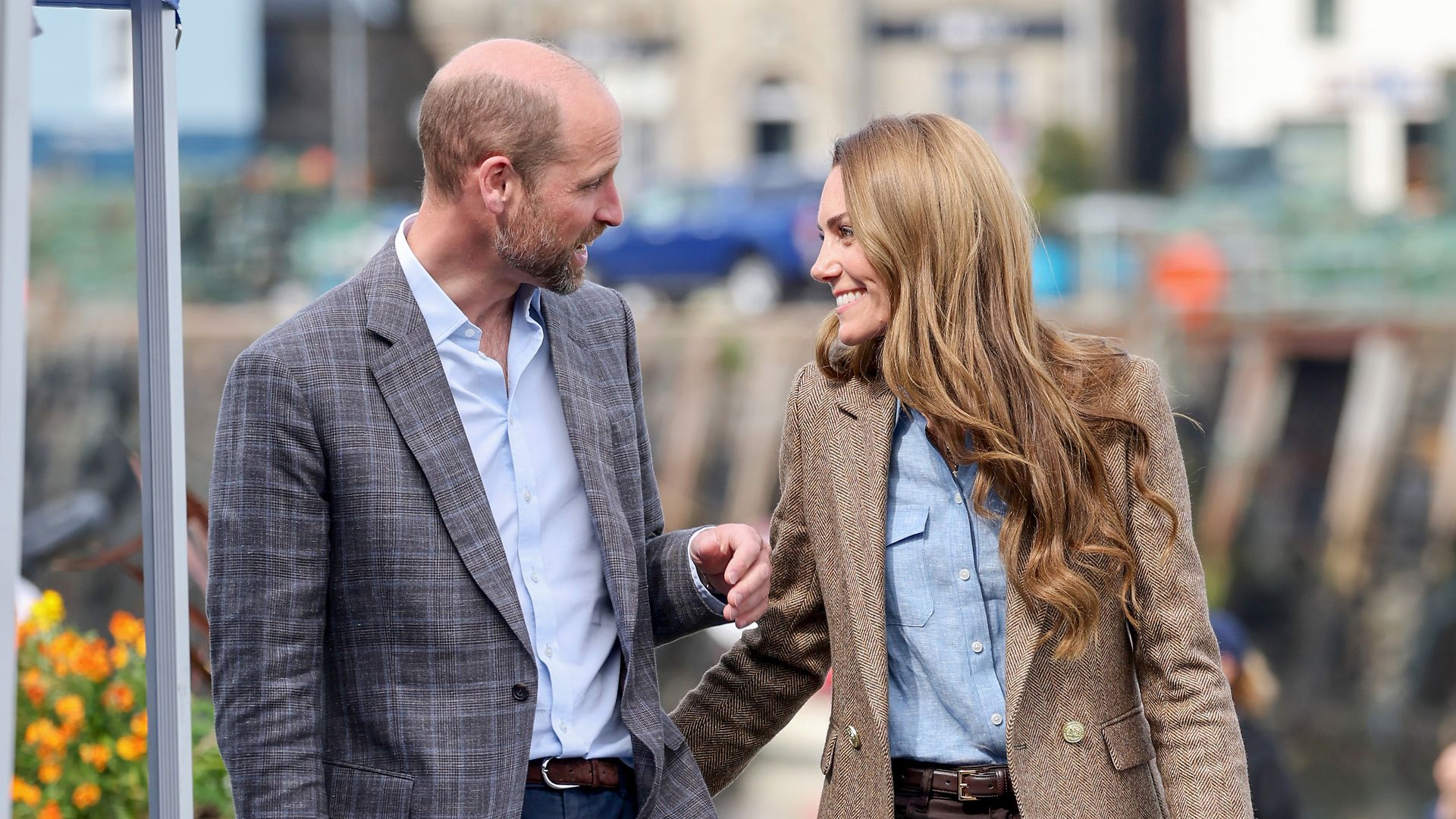Kate Middleton smiling at William at Aros Hall