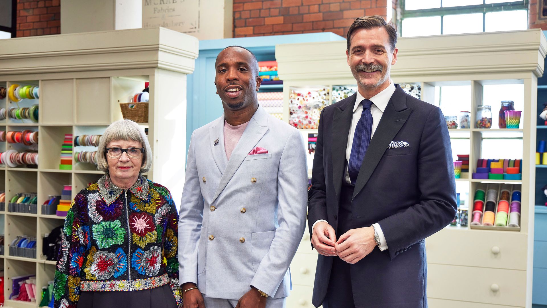 The Great British Sewing Bee 's Esme Young, Kiell Smith-Bynoe, Patrick Grant