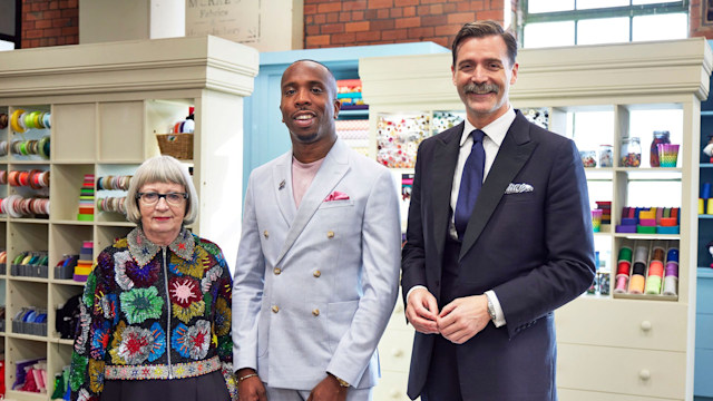 The Great British Sewing Bee 's Esme Young, Kiell Smith-Bynoe, Patrick Grant