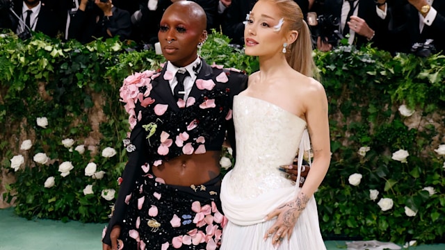 Cynthia Erivo and Ariana Grande attend the 2024 Costume Institute Benefit for "Sleeping Beauties: Reawakening Fashion" at The Metropolitan Museum of Art on May 06, 2024 in New York City. (Photo by Taylor Hill/Getty Images)