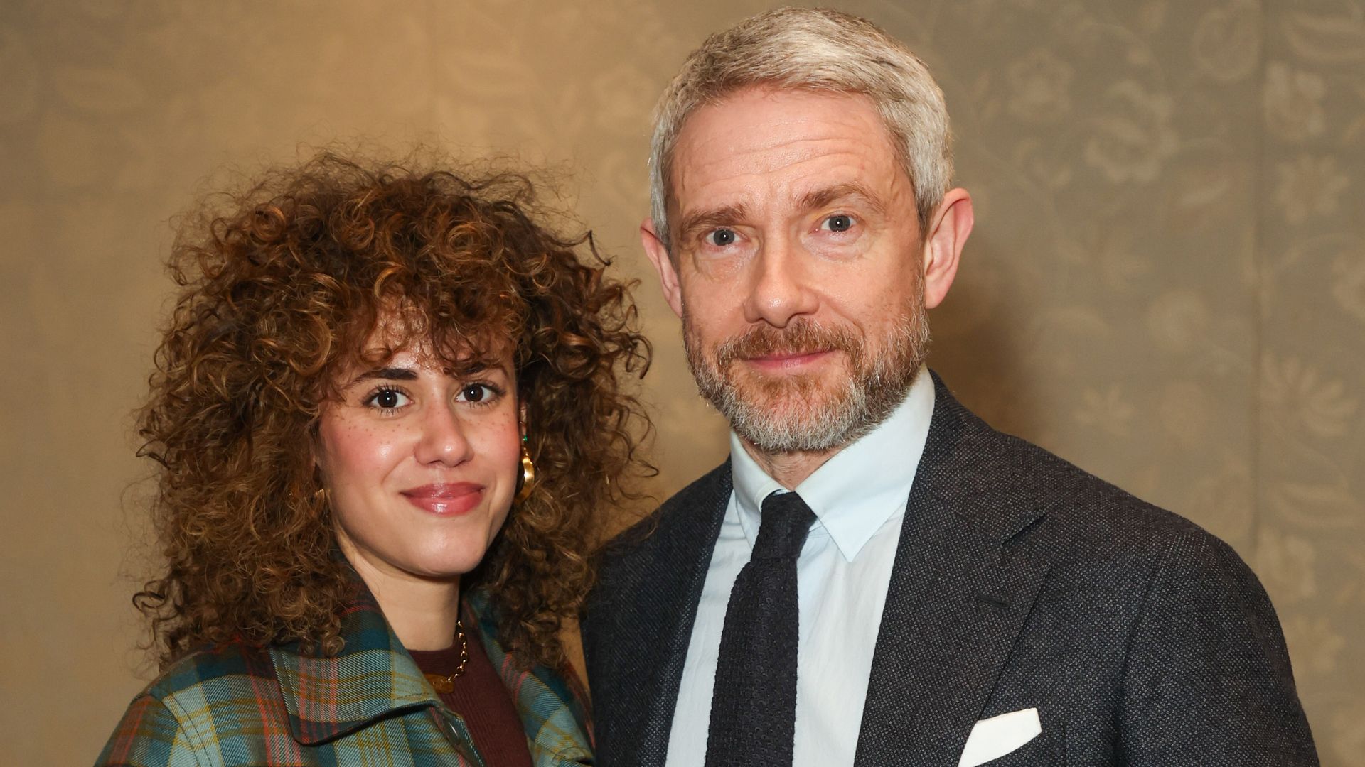 Rachel Mariam and Martin Freeman attend the gala performance after party for "Plaza Suite" at The Savoy Hotel on January 28, 2024 in London, England