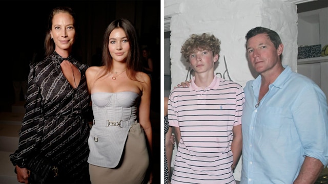 Left: Christy Turlington and Grace Right: Finn Burns and Edward Burns