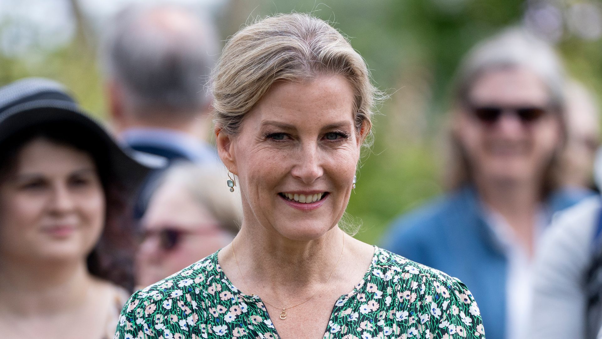 Duchess Sophie in a green floral dress