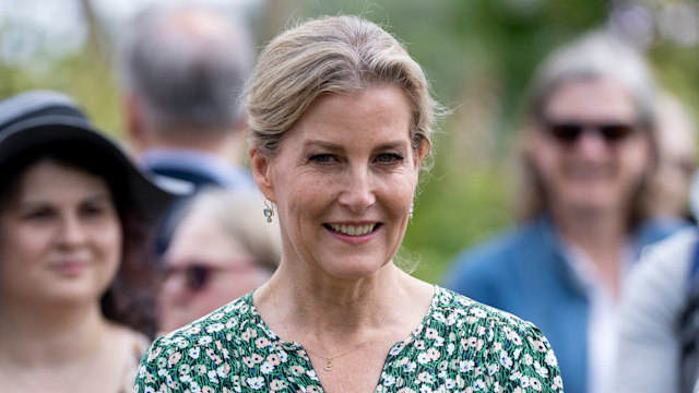 Duchess Sophie in a green floral dress