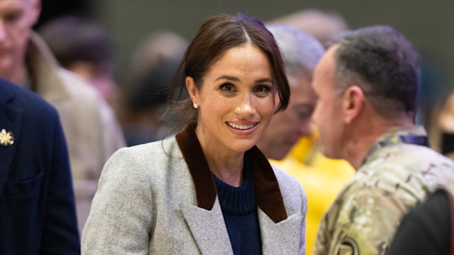 Meghan, Duchess of Sussex attends the wheelchair basketball match between the USA v Nigeria during day one of the 2025 Invictus Games at the Vancouver Convention Centre on February 09, 2025 in Vancouver, British Columbia. (Photo by Samir Hussein/WireImage)