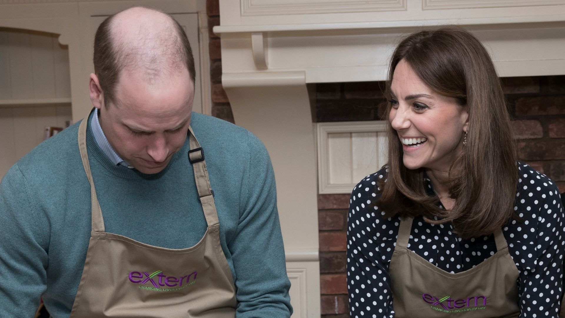 Prince William and Princess Kate cooking together