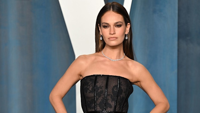 lily james in black dress