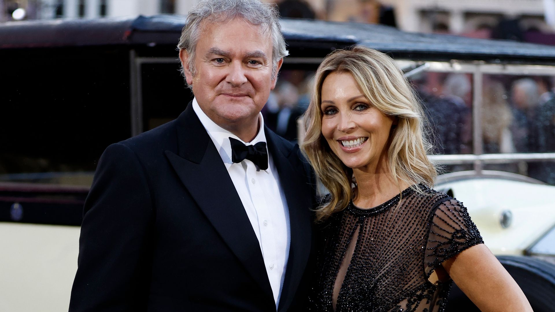LONDON, ENGLAND - SEPTEMBER 03: Hugh Bonneville and guest attend the "Downton Abbey: The Grand Finale" world premiere at Odeon Luxe Leicester Square on September 03, 2025 in London, England. (Photo by John Phillips/Getty Images)