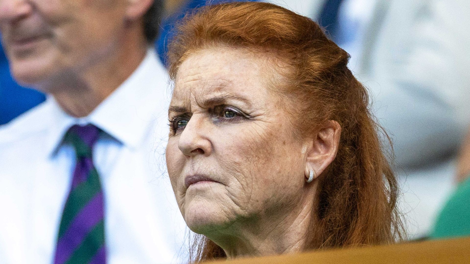 Sarah Ferguson sits in Wimbledon box