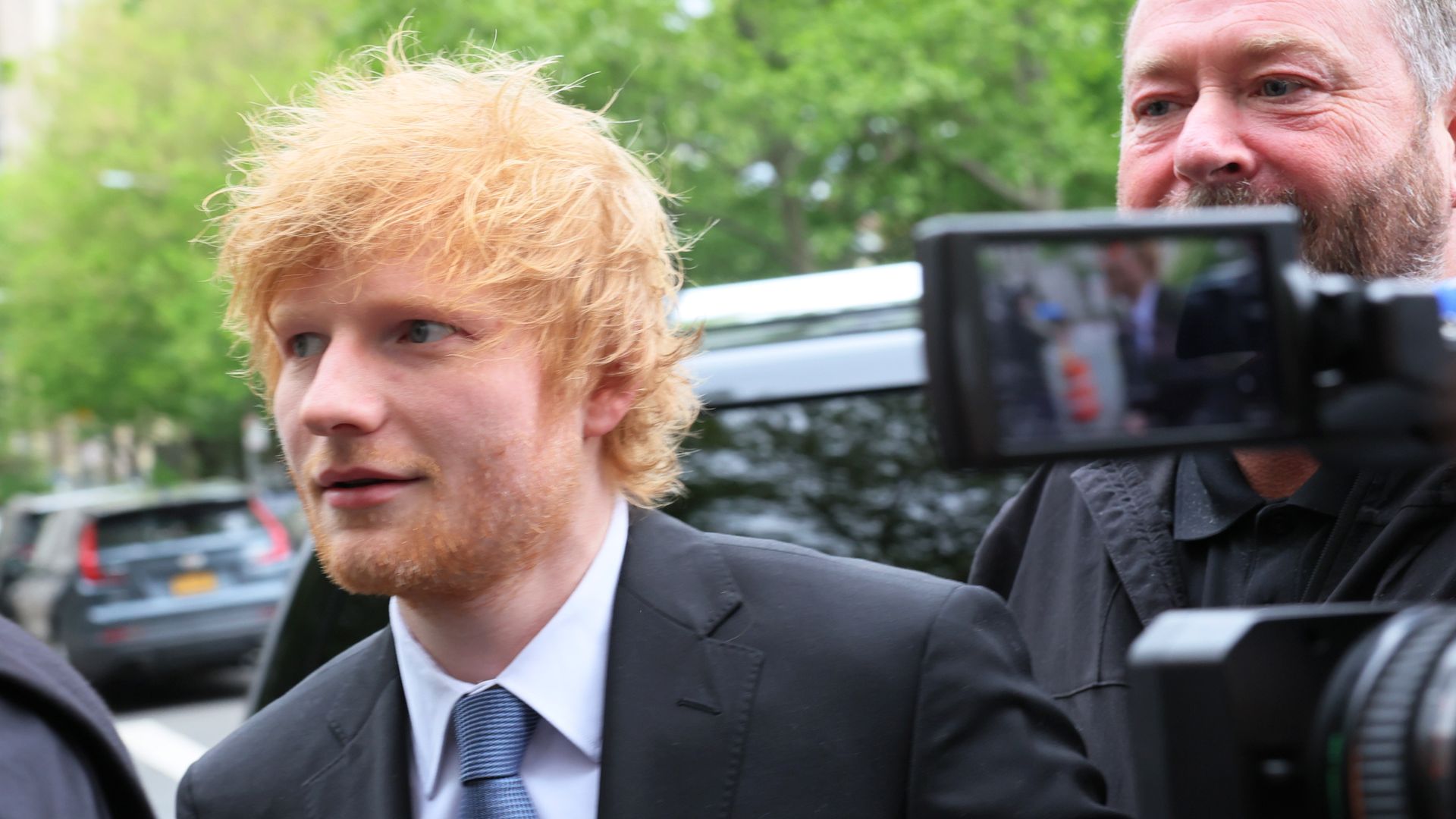Musician Ed Sheeran arrives for his copyright infringement trial at Manhattan Federal Court