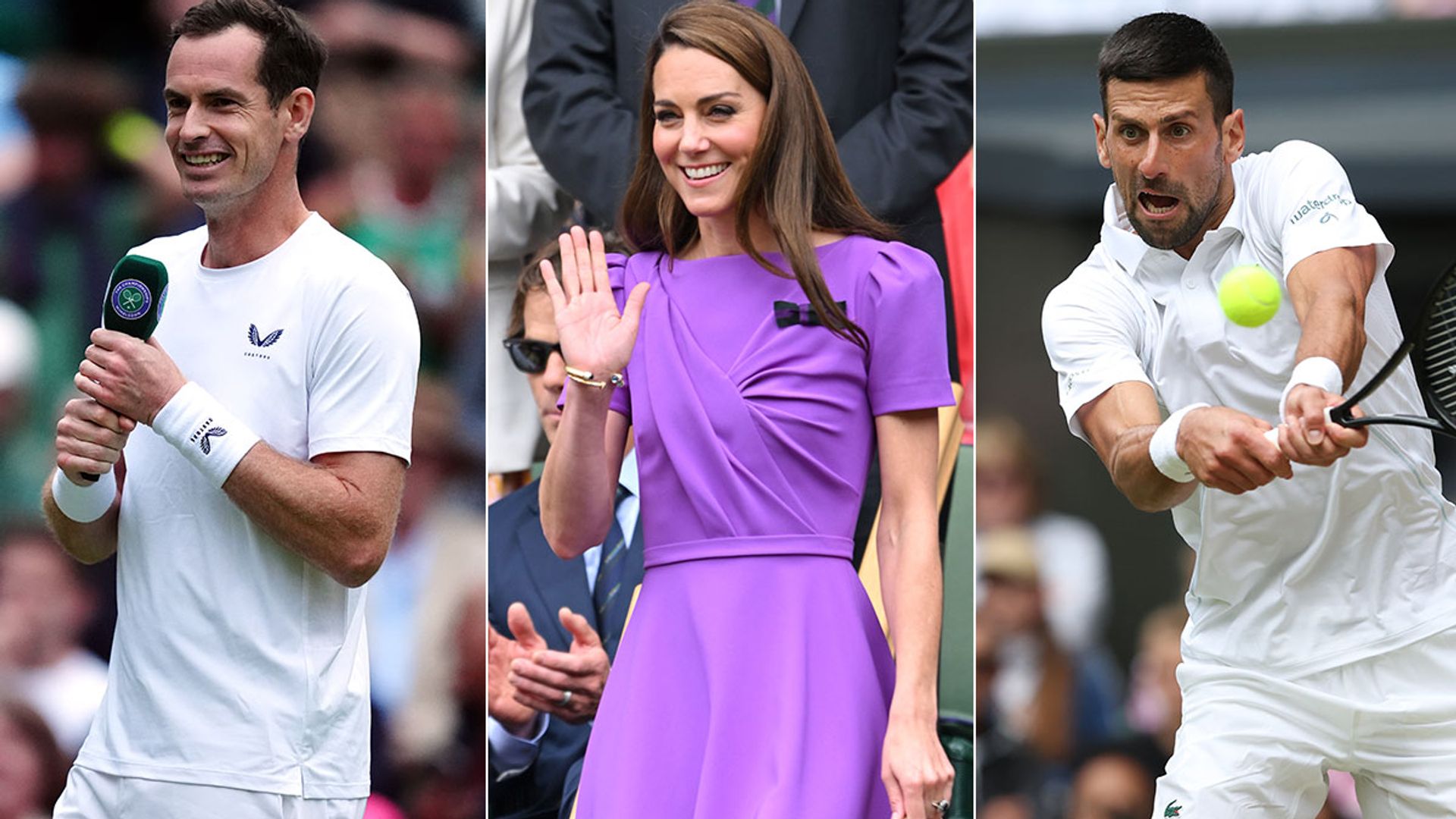 andy murray, kate middleton and novak at this year's wimbledon