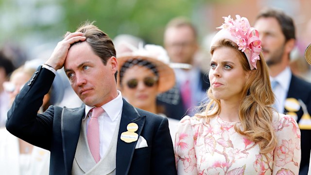 Edoardo Mapelli Mozzi and Princess Beatrice attend day two of Royal Ascot 2024 at Ascot Racecourse on June 19, 2024 in Ascot, England. 