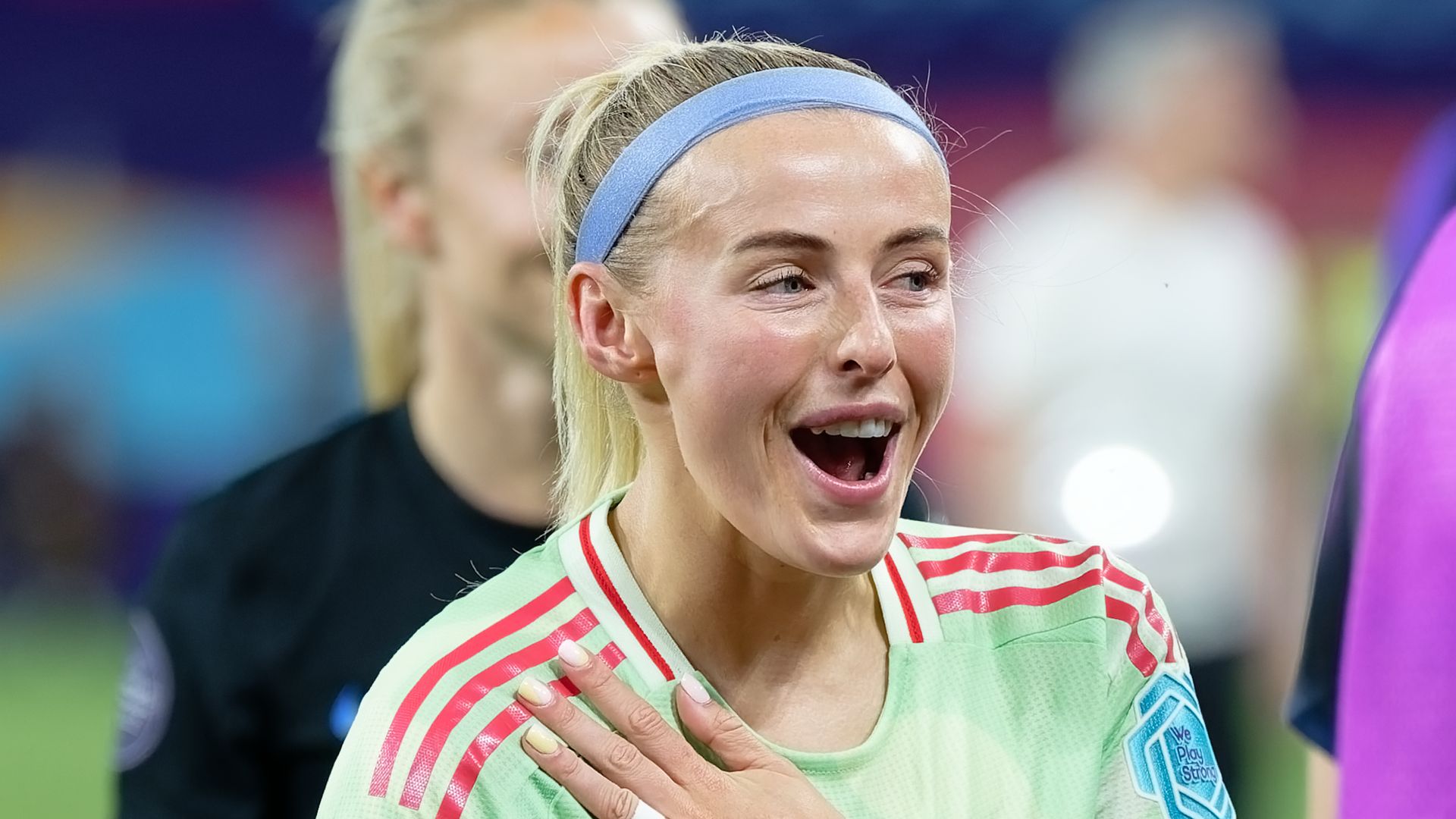 Chloe Kelly celebrating after a football match